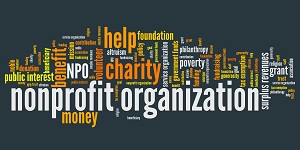 Nonprofit organizations issues and concepts word cloud illustration. Word collage concept.